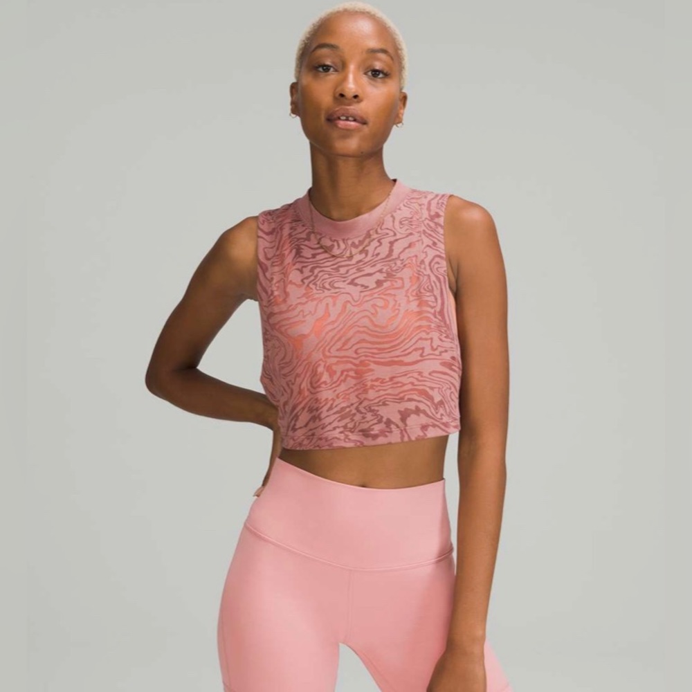 Lululemon ALL YOURS Crop Tank Veil Burnout sz.8 SPICED CHAI *NWT*